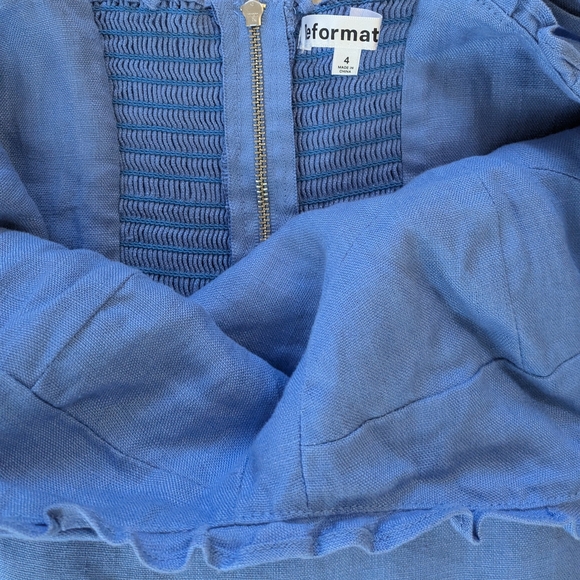 Reformation Desiree Linen Dress In Parisian Blue Size 4 - Picture 5 of 6